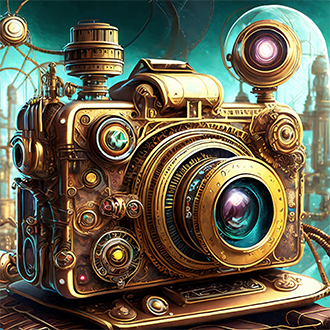  Steampunk style futuristic camera 